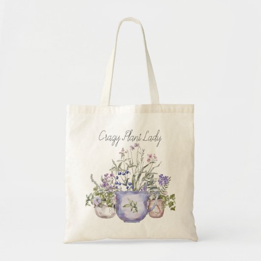 Crazy Plant Lady Waterverf Potted Wildflower Tote Bag (Voorkant)