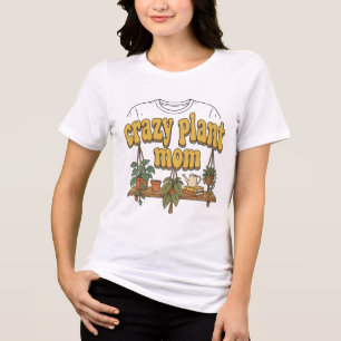 Crazy Plant Mom Retro Groovy Plantenplank T-Shirt