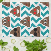 Crazy Poop Emojis Blauwgroen gepattereerd Theedoek (Gevouwen)