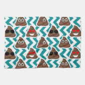 Crazy Poop Emojis Blauwgroen gepattereerd Theedoek (Horizontaal)