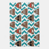 Crazy Poop Emojis Blauwgroen gepattereerd Theedoek (Verticaal)