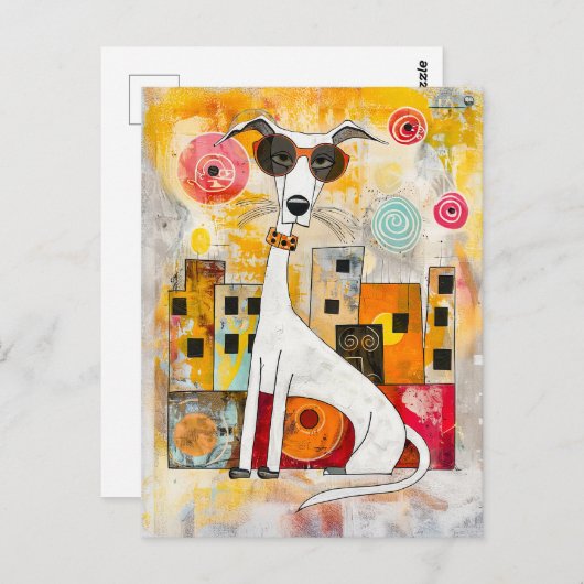 Crazy Pop-Art Dog Portrait Briefkaart (Voorkant / Achterkant)