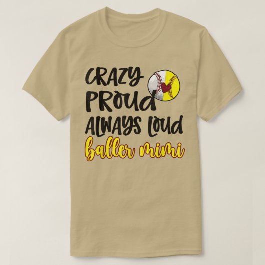 Crazy Proud Softball Baseball Mimi Grandma T-Shirt (Design voorkant)