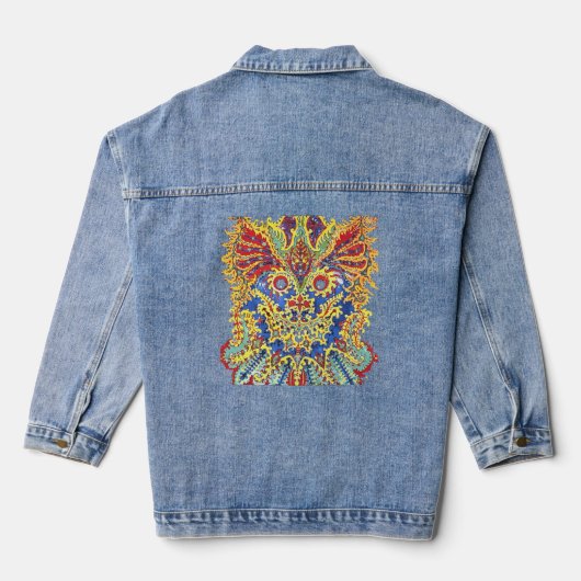 Crazy Psychedelic Cats Eyes Louis Wain T-Shirt Denim Jacket (Achterkant)