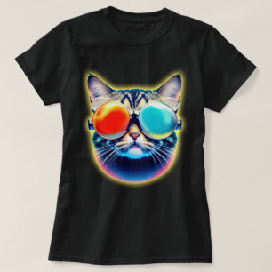 Crazy Psychedelic Psychonaut Kitty Cat Logo White T-shirt