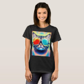 Crazy Psychedelic Psychonaut Kitty Cat White T-shirt (Voorkant volledig)