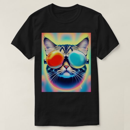 Crazy Psychedelic Psychonaut Kitty Cat White T-shirt (Design voorkant)