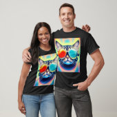 Crazy Psychedelic Psychonaut Kitty Cat White T-shirt (Unisex)