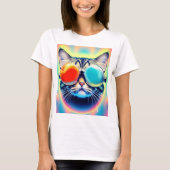 Crazy Psychedelic Psychonaut Kitty Cat White T-shirt (Voorkant)