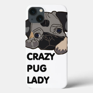 Crazy Pug Lady iPhone 13 Hoesje