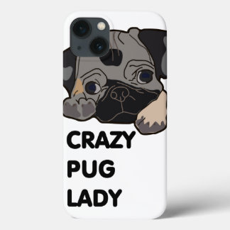 Crazy Pug Lady iPhone 13 Hoesje