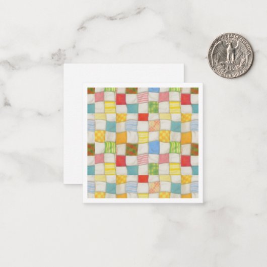 CRAZY QUILT 2.5x2.5 Vierkante Platte Briefkaart / (Voorkant / Achterkant in situ)
