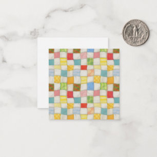 CRAZY QUILT 2.5x2.5 Vierkante Platte Nota Kaart Notitiekaartje