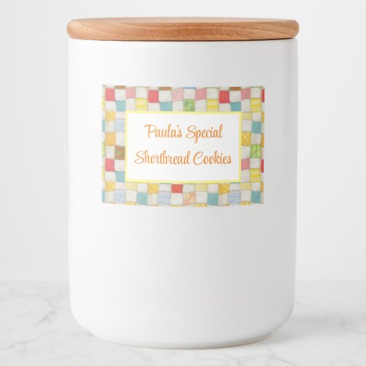 CRAZY QUILT 2x3 Eten Container Label / Horizontaal Voedselcontainer Etiket (Voorkant)