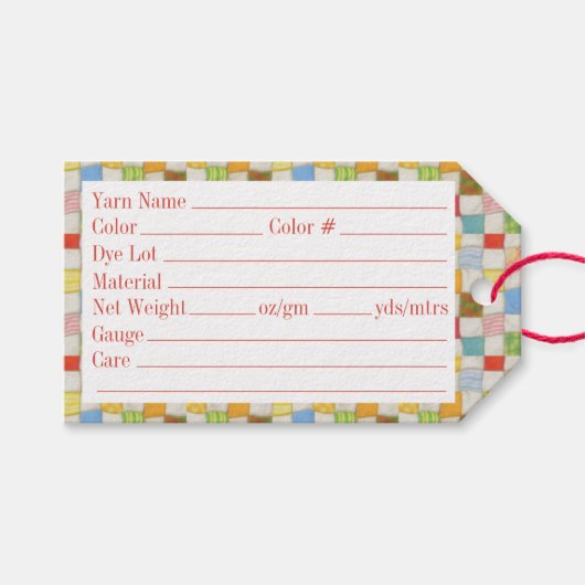 CRAZY QUILT 3.5 "x2" garen Labels Cadeaulabel (Voorkant (Horizontaal))