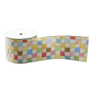 CRAZY QUILT 3-inch breedkorrellint Grosgrain Lint