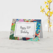 Crazy Quilt 55ste verjaardag Kaart (Gele Bloem)