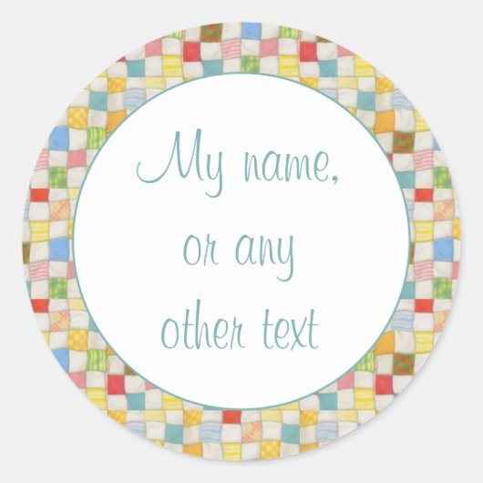 CRAZY QUILT 7,5 cm Ronde Matte Stickers (Voorkant)