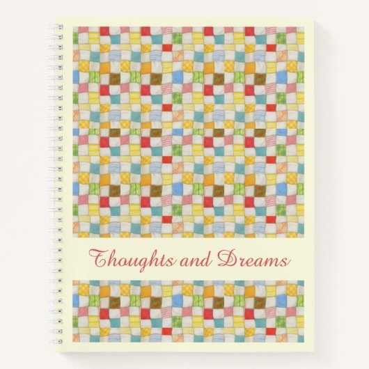 CRAZY QUILT 8.5x11 Notitieboek + Tekst Geel (Voorkant)