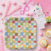 CRAZY QUILT 9" Vierkante Papier Borden Papieren Bordje (Feest)