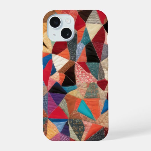 Crazy Quilt Abstract Pattern iPhone 15 Case (Achterkant)