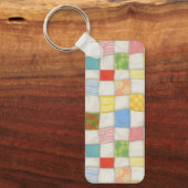 CRAZY QUILT Aluminium Rectangle Sleutelhanger (Voorkant)