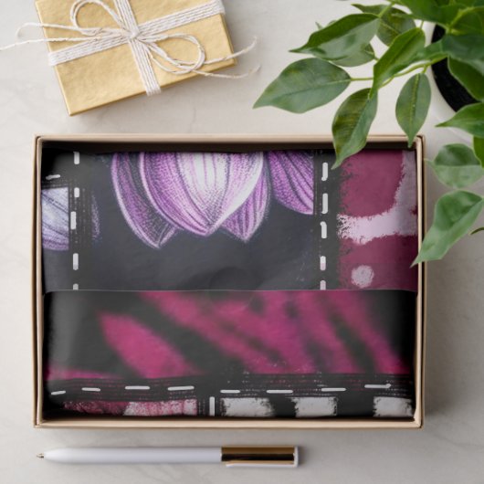 Crazy Quilt Black Cherry Floral Pattern Decoupage Tissuepapier (Geschenk)