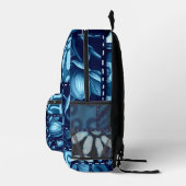Crazy Quilt Blau Bloem Gingham Patroon Abstract Bedrukte Rugzak (Rechts)