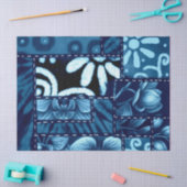 Crazy Quilt Blauwe Bloemmotief Decoupage Tissuepapier (Craft)