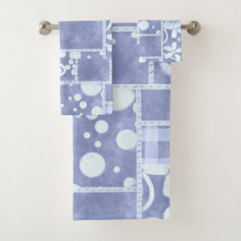 Crazy Quilt Blauwe Gingham Bloemenpatroon Bad Handdoek