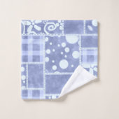 Crazy Quilt Blauwe Gingham Bloemenpatroon Bad Handdoek (Wasdoekje)
