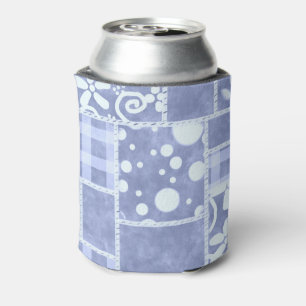 Crazy Quilt Blauwe Gingham Bloemenpatroon Blikjeskoeler