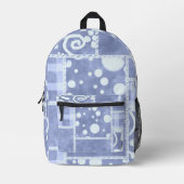 Crazy Quilt Blauwe Gingham Bloemmotief Bedrukte Rugzak (Voorkant)