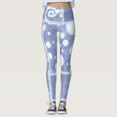 Crazy Quilt Blauwe Gingham Bloemmotief Leggings (Voorkant)