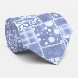 Crazy Quilt Blauwe Gingham Bloemmotief  Stropdas
