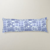Crazy Quilt Blauwe Gingham Bloemstuk Persoonlijk Lichaamskussen (Achterkant)