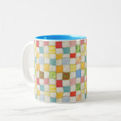 CRAZY QUILT Blauwe Tweekleurige Mok (Voorkant links)