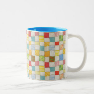 CRAZY QUILT Blauwe Tweekleurige Mok