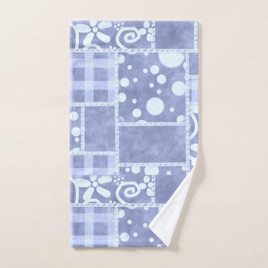Crazy Quilt Blue Gingham Floral Pattern Bad Handdoek (Handdoek)