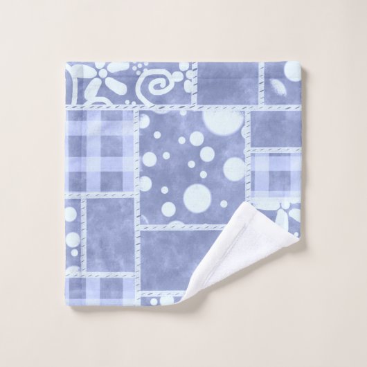 Crazy Quilt Blue Gingham Floral Pattern Bad Handdoek (Wasdoekje)