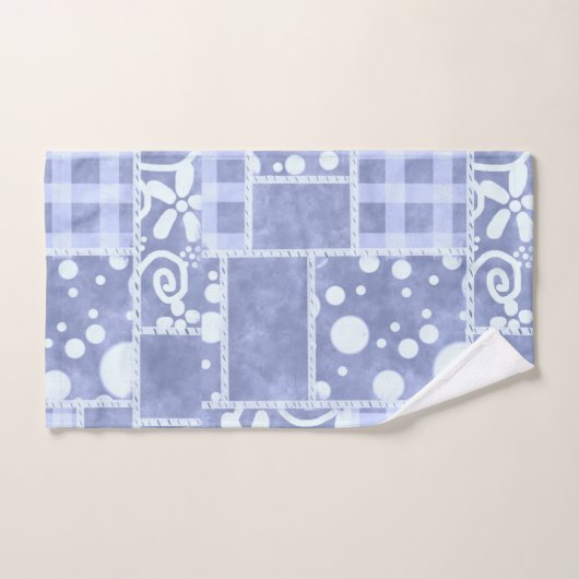 Crazy Quilt Blue Gingham Floral Pattern Bad Handdoek (Handdoek)