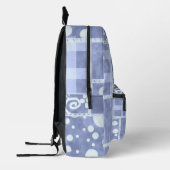 Crazy Quilt Blue Gingham Floral Pattern Bedrukte Rugzak (Links)