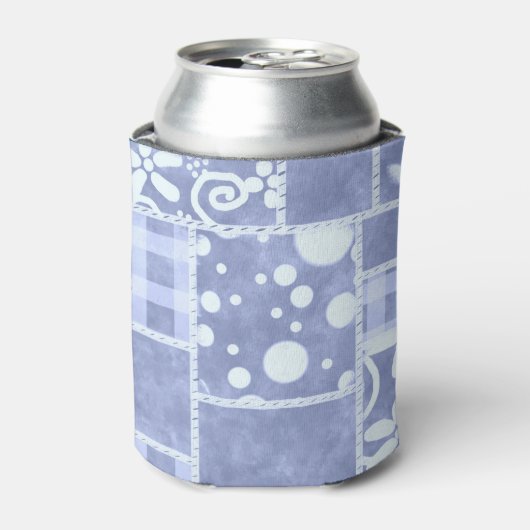 Crazy Quilt Blue Gingham Floral Pattern  Blikjeskoeler (Blikje Voorkant)