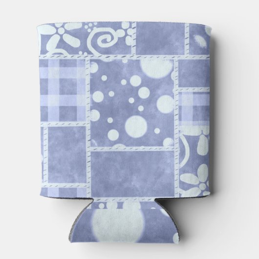 Crazy Quilt Blue Gingham Floral Pattern  Blikjeskoeler (Achterkant)