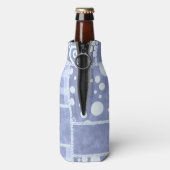 Crazy Quilt Blue Gingham Floral Pattern  Flesjeskoeler (Fles Achterkant)