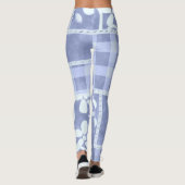 Crazy Quilt Blue Gingham Floral Pattern Leggings (Achterkant)