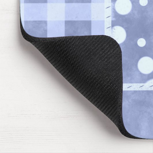 Crazy Quilt Blue Gingham Floral Pattern  Muismat (Hoek)