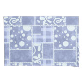 Crazy Quilt Blue Gingham Floral Personalized Kussensloop (Voorkant)