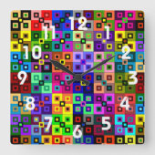 Crazy Quilt Clock Vierkante Klok (Voorkant)