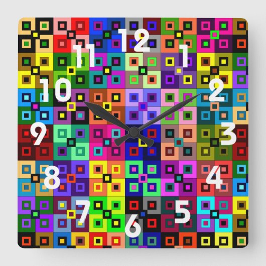 Crazy Quilt Clock Vierkante Klok (Voorkant)
